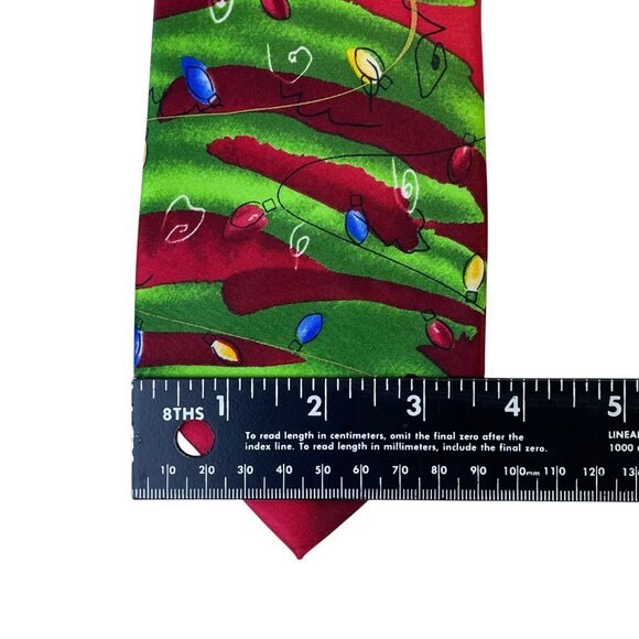 J. Garcia Mens Red & Green Polyester Christmas Tree Pattern Tie Collection 56 - Picture 7 of 7